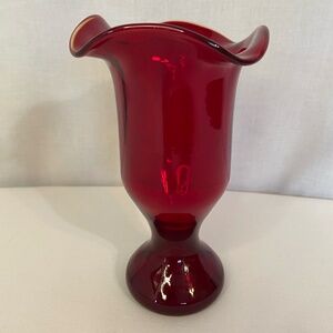 Blenko Glass Wayne Husted Regal Line Vase Vintage 1960 Ruby Red #7-RE